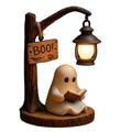Ghost Reading Figurine Halloween Night Light Tabletop Ornament Halloween Decorative Figurine Babs A