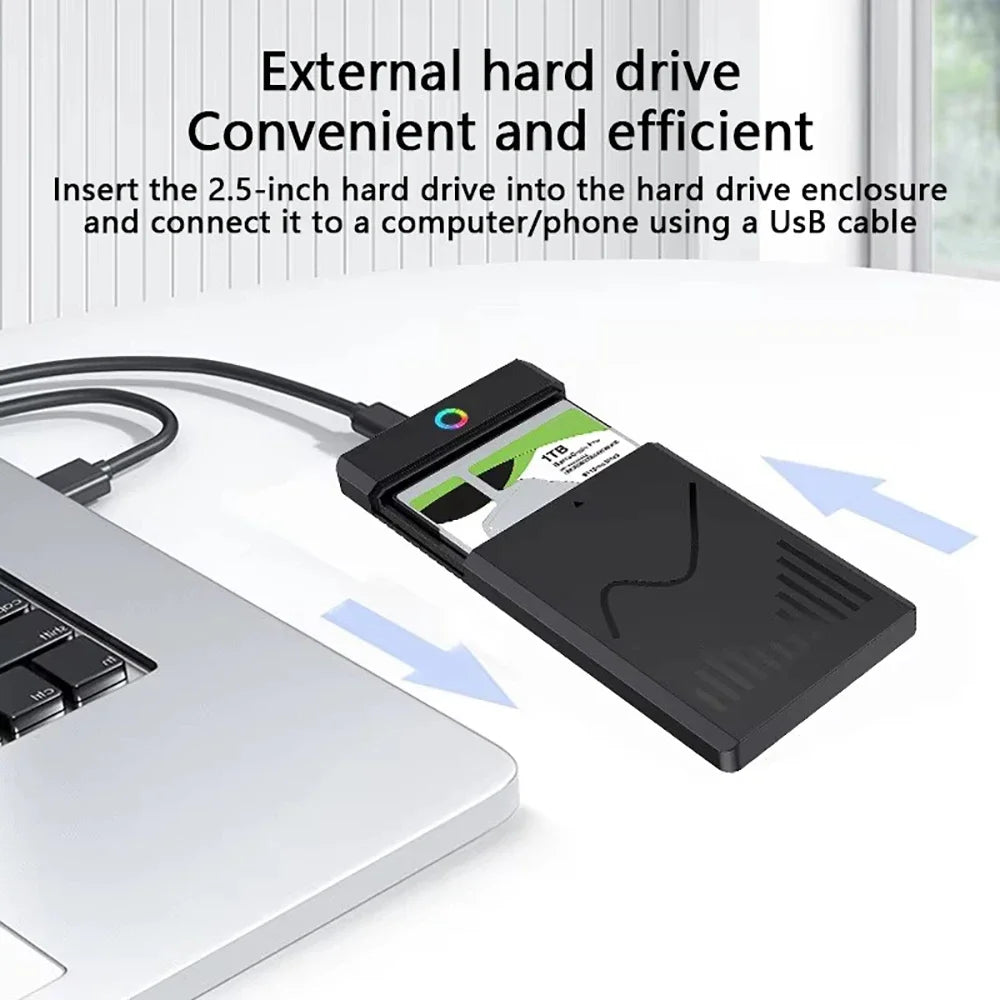 RGB USB 3.0 Type-C 2.5" SATA HDD SSD Enclosure – Tool-Free HDD SSD Enclosure Babs