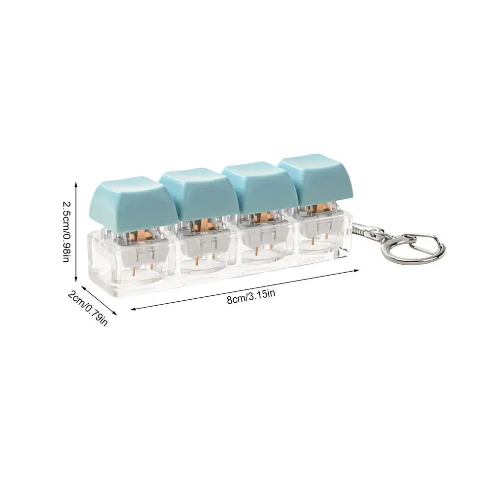 Acrylic Keycap Fidget Keychain – 4-Key Clicker Toy for Adults Fidget Keychain Toy Babs Blue