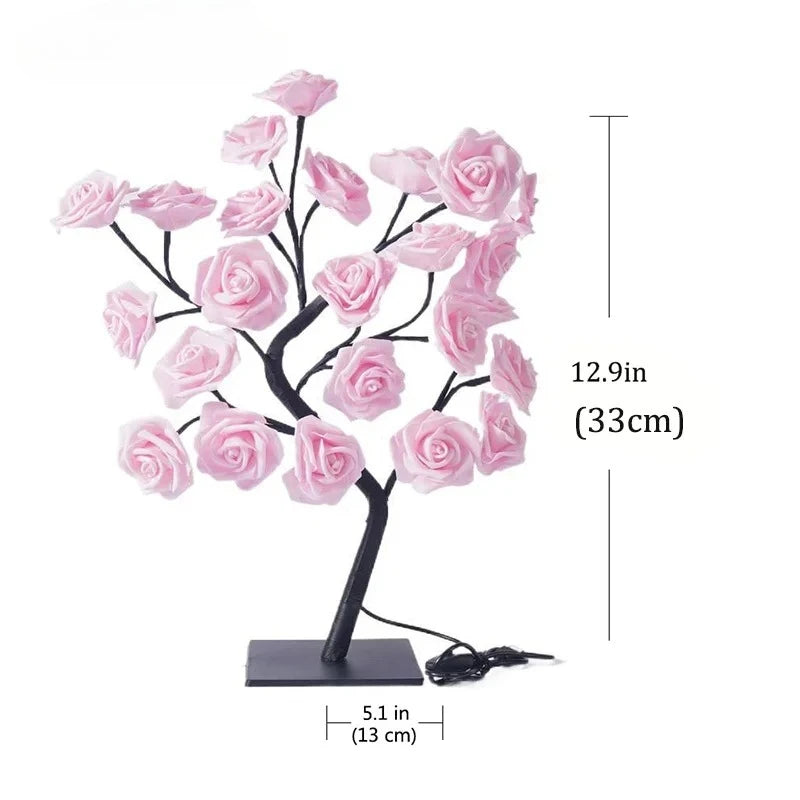 LED Rose Flower Tree USB Night Light – Warm White Table Lamp LED Decorative Lamp Babs