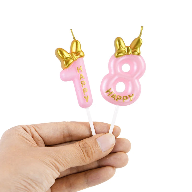 Pink Number Cake Topper Candles 0–9 | Girls Birthday Party Birthday Cake Candles Babs