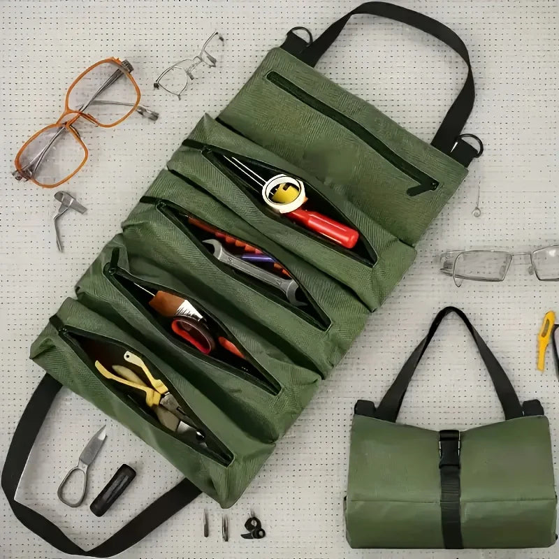 Roll Up Tool Bag | Multi-Pocket Organizer & Shoulder Strap Roll Up Tool Bag Babs