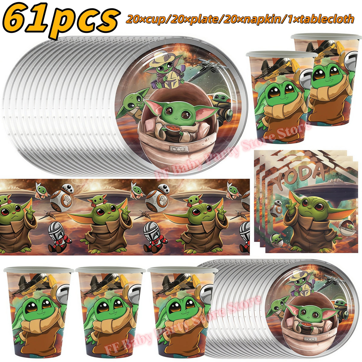 Yoda Baby Theme Birthday Party Supplies – Plates, Cups & Balloons