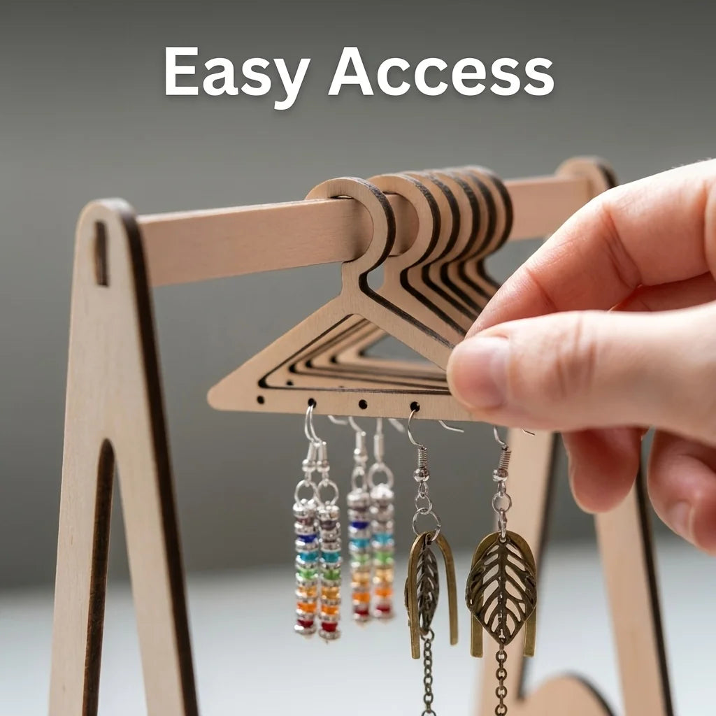 Rustic Wood Jewelry Organizer Stand – Earrings, Necklace & Ring Jewelry Organizer Stand Babs