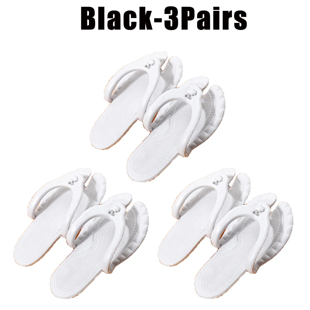 Foldable Travel Slippers Unisex Lightweight Anti-Slip Sandals Foldable Travel Slippers Babs White-3Pairs 42-43
