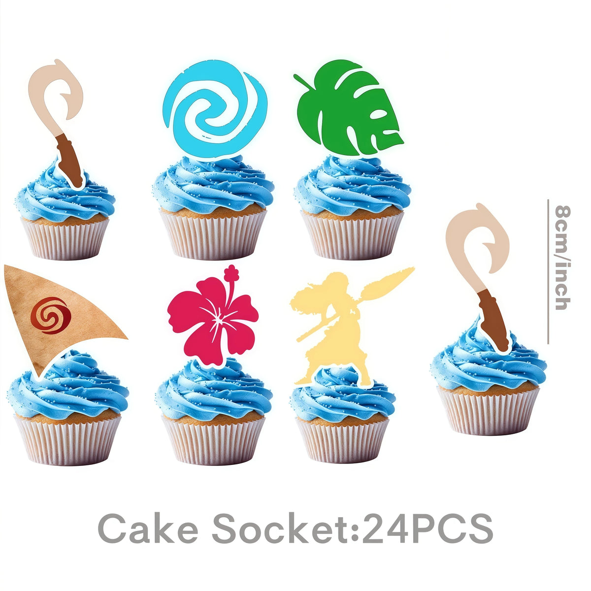 Ocean Theme Birthday Party Kit – Plates, Cups & Balloons Party Tableware Kit Babs 24pcs cupcake topper
