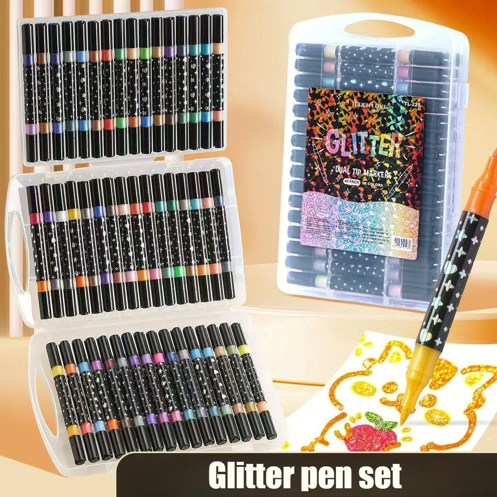 Double-Headed Glitter Chalk Marker Pen Set – 12 to 48 PCS Glitter Marker Set Babs