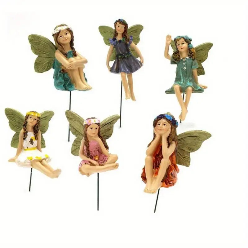 6-Piece Flower Fairy Garden Micro Landscape Ornament Set Garden Fairy Ornament Babs