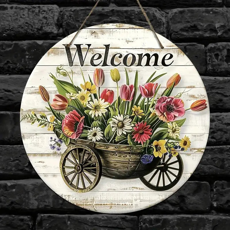 Wooden Floral Door Hanging Decoration – Courtyard Welcome Decor Door Hanging Decoration Babs 1pc