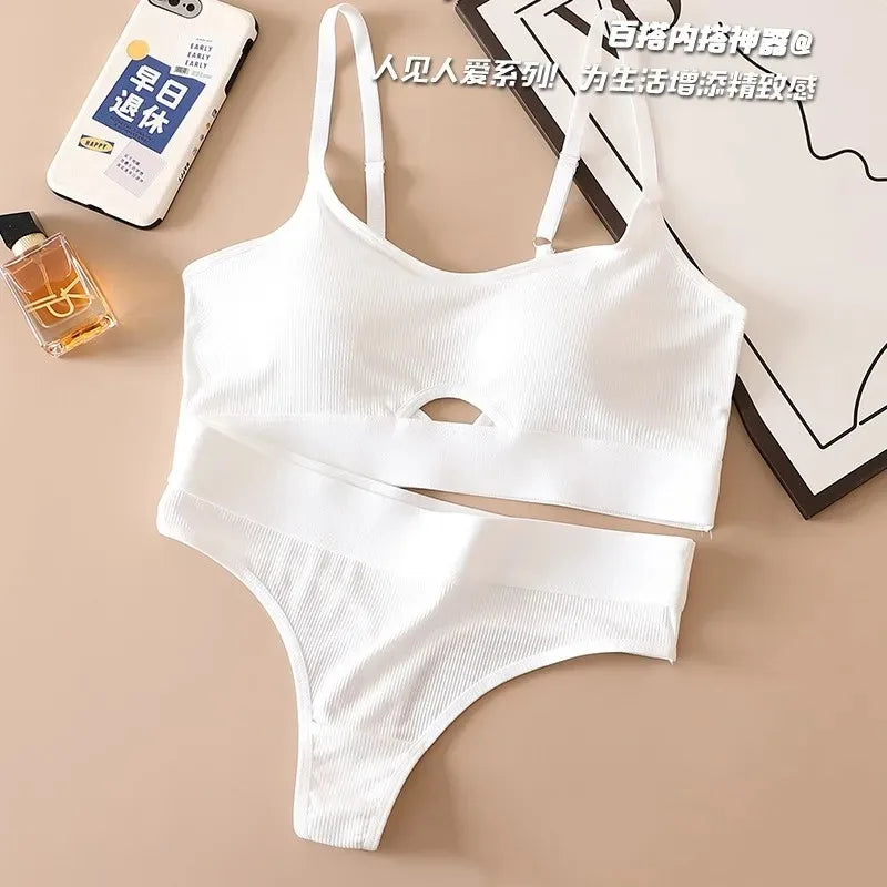 Women's Seamless Push Up Bra & Panties Set – Cotton Lingerie Lingerie Bra Set Babs WHITE One Size
