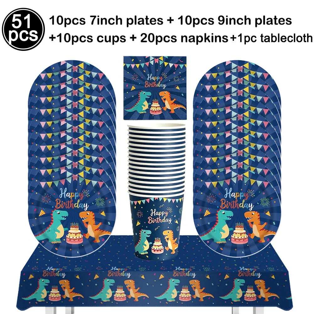 Blue Dinosaur Birthday Party Supplies – Balloons, Plates & More Party Supply Set Babs plum