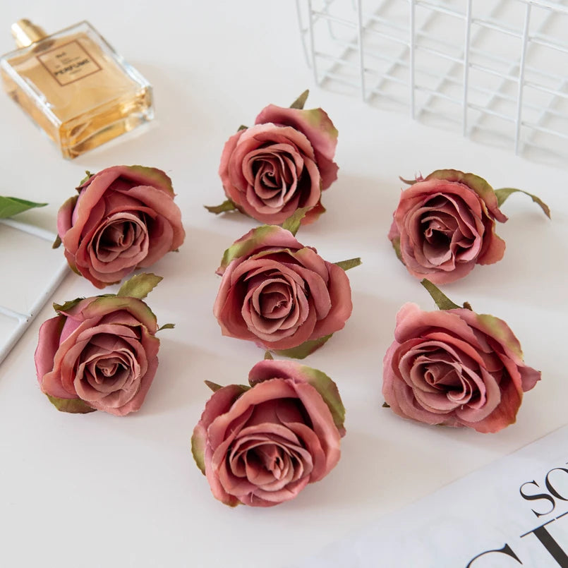 Silk Rose Artificial Flower Heads 50/100 Pcs – Wedding & Home Decor Artificial Silk Flowers Babs bean paste 50 pcs