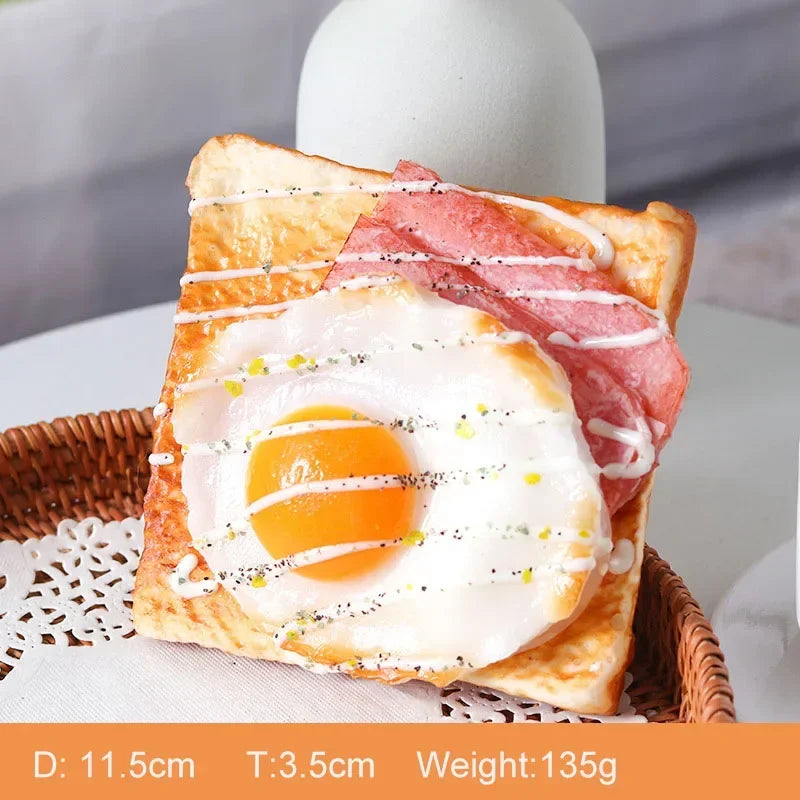 Fake Toast Egg Bread Prop – Realistic Food Decor & Kids Sketch Aid Fake Food Prop Babs