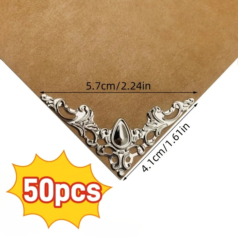 50 Metal Corner Protectors – Hollow Triangle Decorative Design Decorative Corner Protectors Babs Silvery