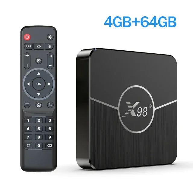 X98 Plus Android 11 TV Box 4K HDR10+ Amlogic S905W2 Dual WiFi Android TV Box Babs 4GB 64GB US Plug