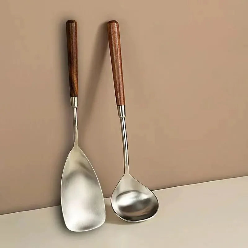 Vintage Stainless Steel Soup Ladle with Wooden Handle Soup Ladle Babs