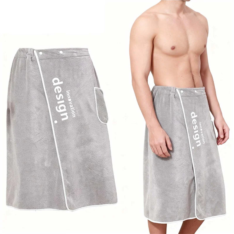 Men's Wearable Microfiber Bathrobe Towel with Magic Pocket Wearable Bath Towel Babs