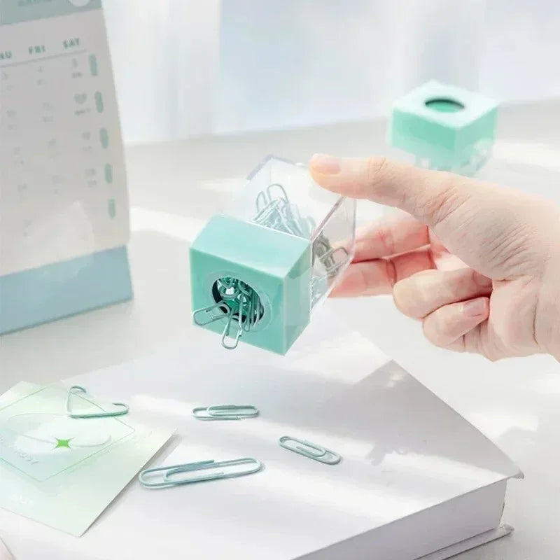 Magnetic Paper Clip Holder Box with 18 Clips – Desk Organizer Desk Organizer Babs