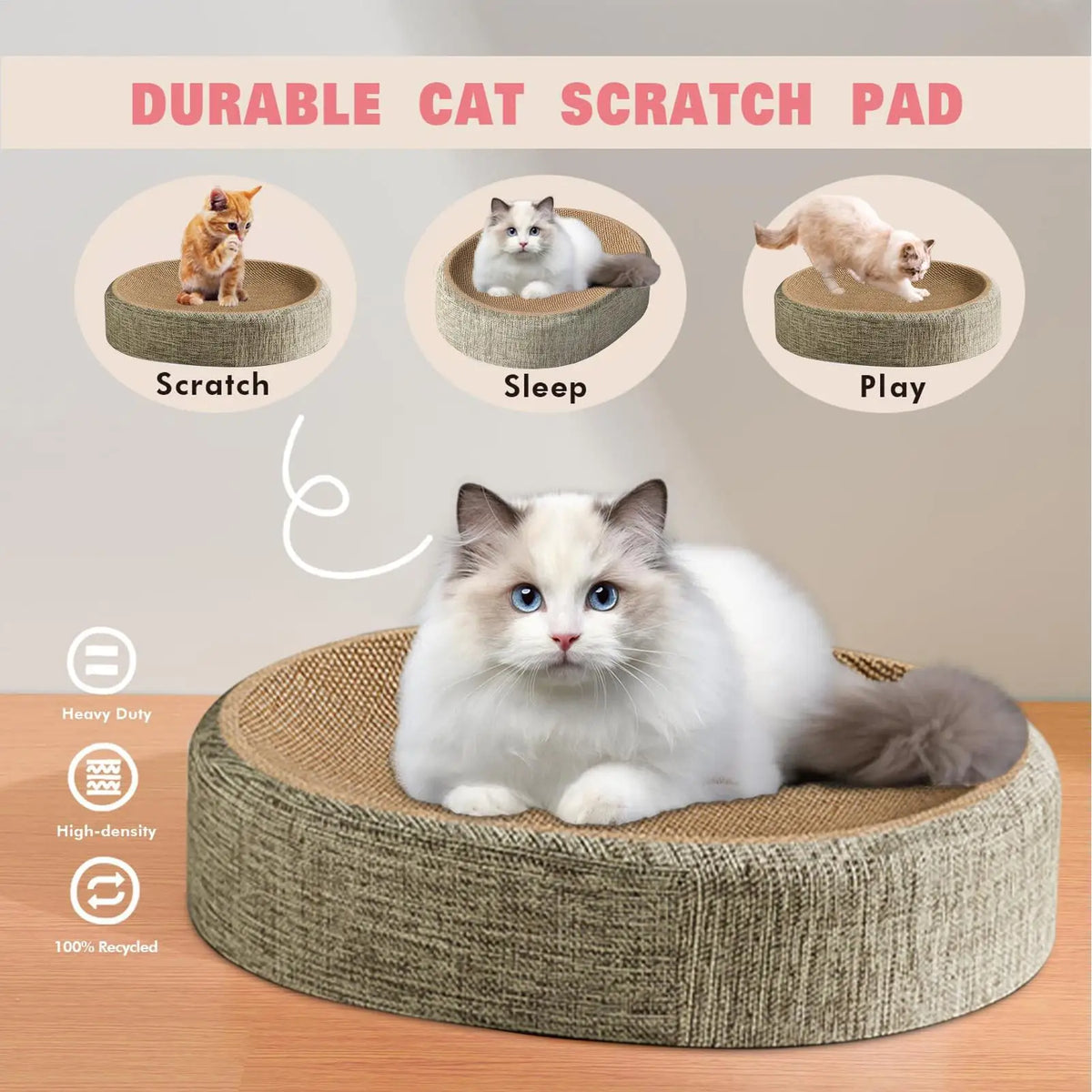 Oval Sisal Cat Scratch Pad & Sleeping Bed – 2 Sizes Cat Scratch Bed Babs