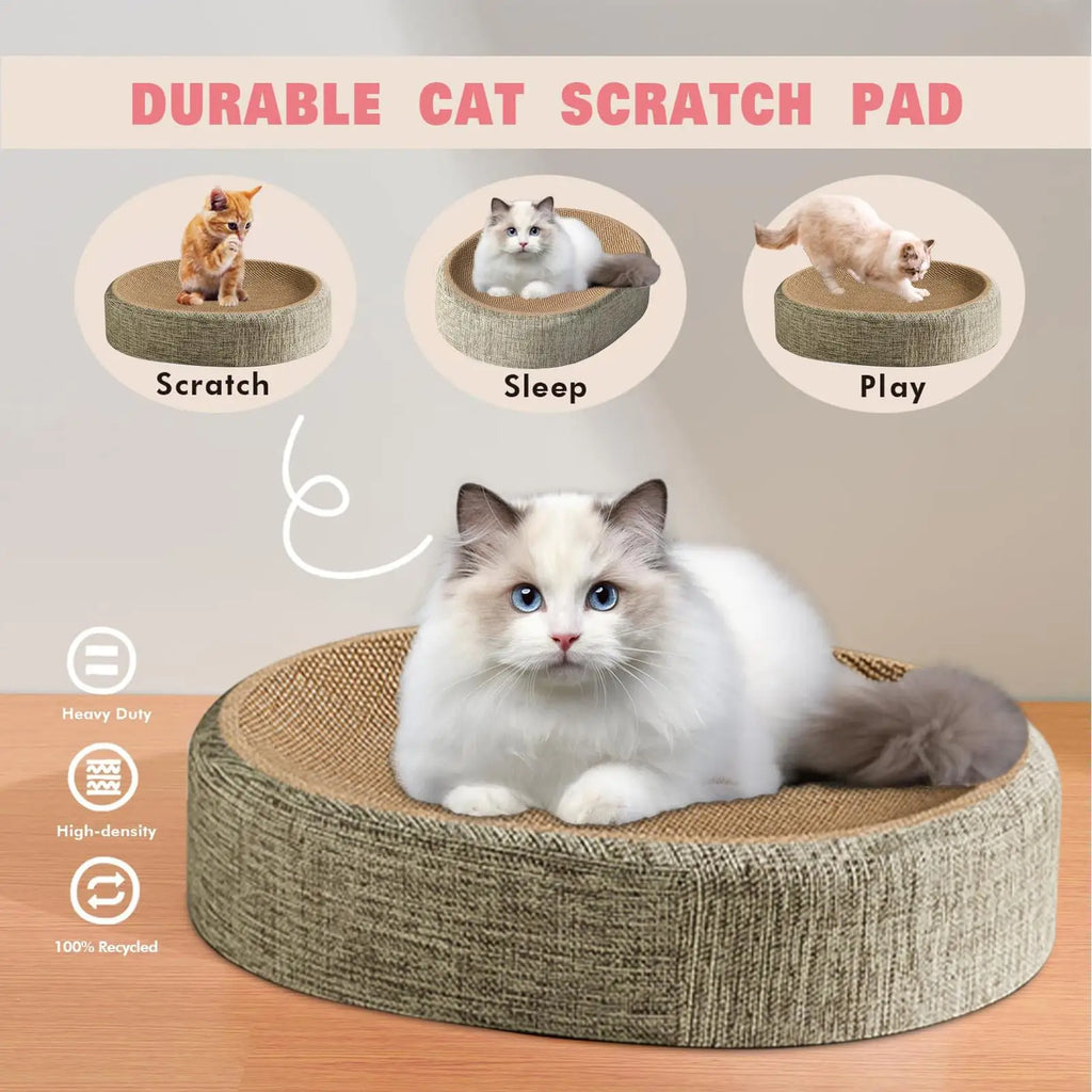 Oval Sisal Cat Scratch Pad & Sleeping Bed | S & L Sizes Cat Scratch Bed Babs