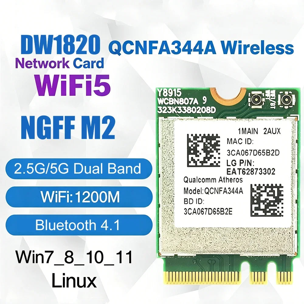 KEBIDUMEI Dual Band WiFi Card 9560NGW + BT 5.0 | M.2 CNVio PC Wireless Network Card Babs