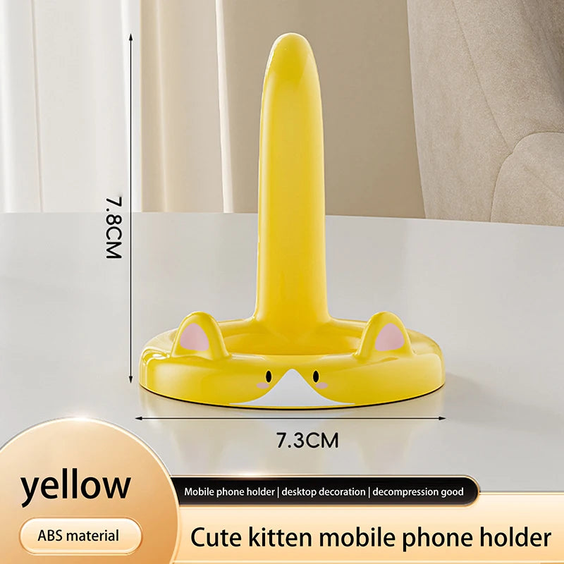 Cute Cat Phone Stand – Portable Desk Holder for Cell Phones Phone Stand Babs Yellow