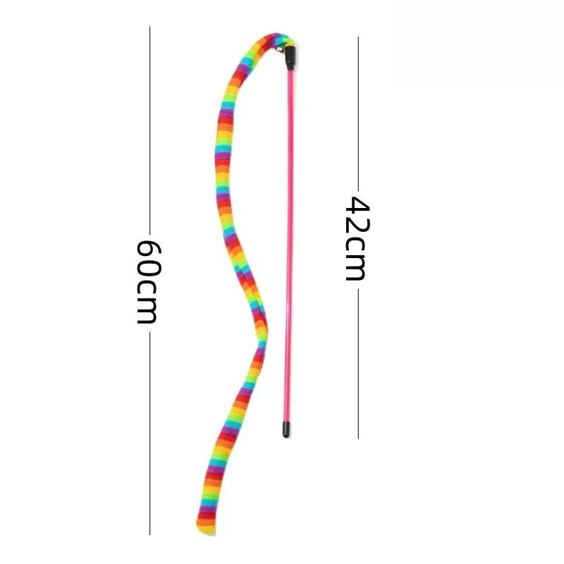 Interactive Cat Teaser Wand – Colorful Plush Feather Rod Toy Cat Teaser Wand Babs B
