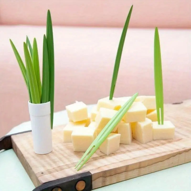 10-Piece Bamboo Leaf Fruit Forks – Decorative Party Picks Decorative Fruit Forks Babs