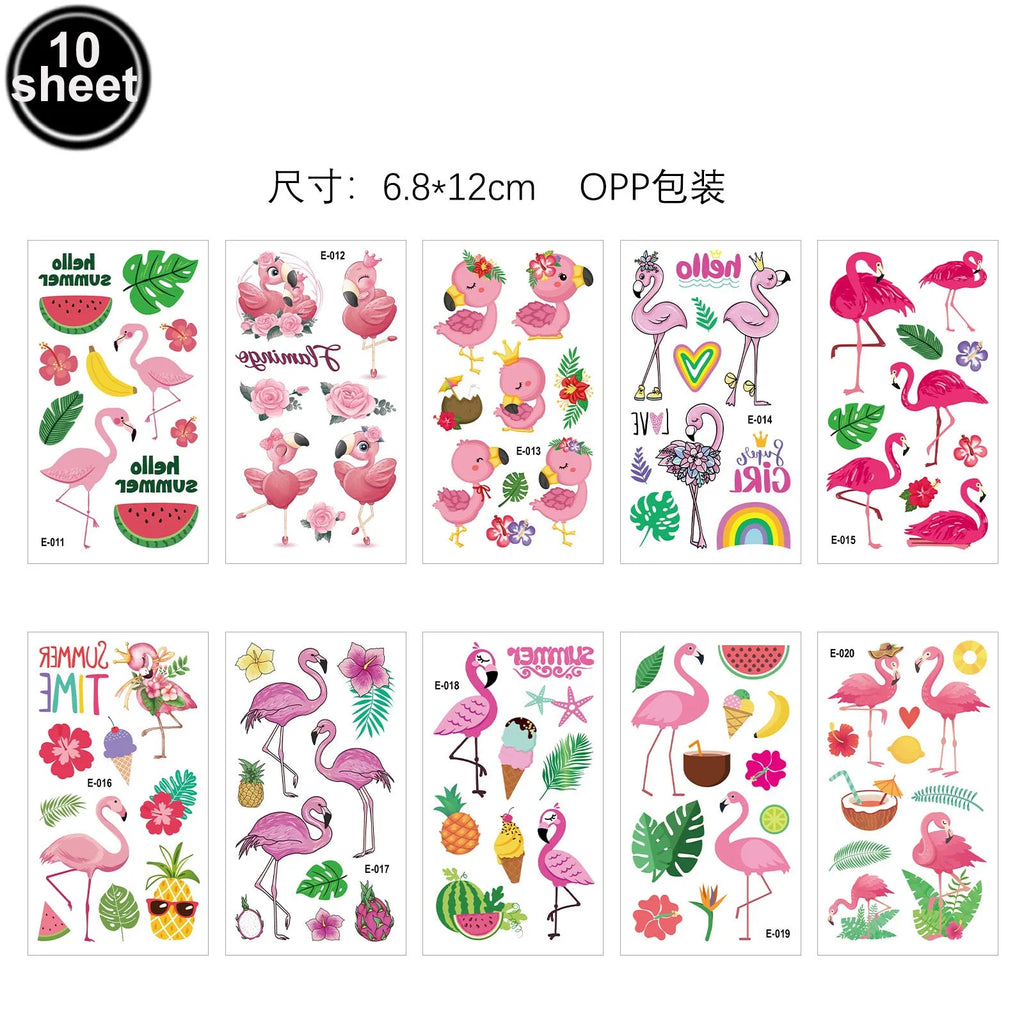 Flamingo Temporary Tattoos 10 Sheets – Waterproof Tropical Party Stickers Temporary Tattoos Babs Deep Sapphire