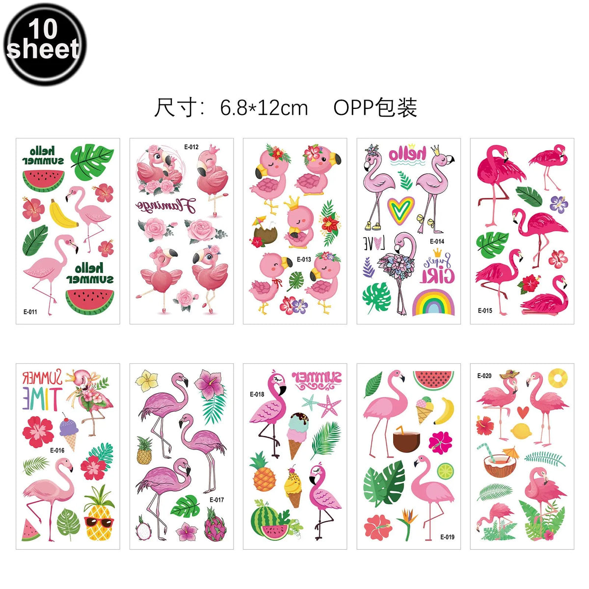 Flamingo Temporary Tattoos 10 Sheets – Waterproof Tropical Party Stickers Temporary Tattoos Babs Deep Sapphire