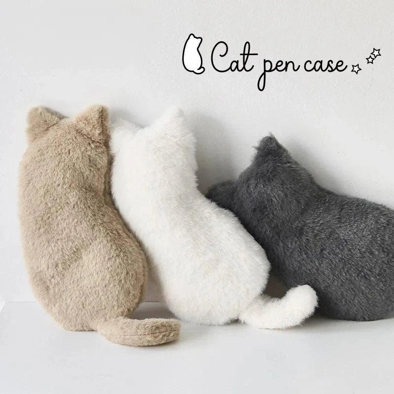 Kawaii Plush Cat Pen Bag – Cute Large Capacity Pencil Pouch Kawaii Pencil Case Babs