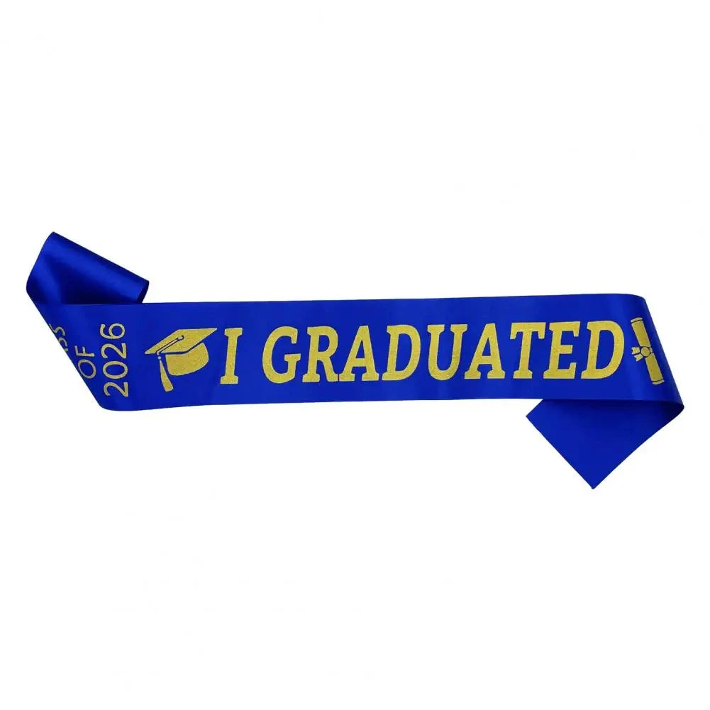 Class of 2026 Graduation Sash – Adjustable Satin Stole Graduation Sash Babs Blue 1pc