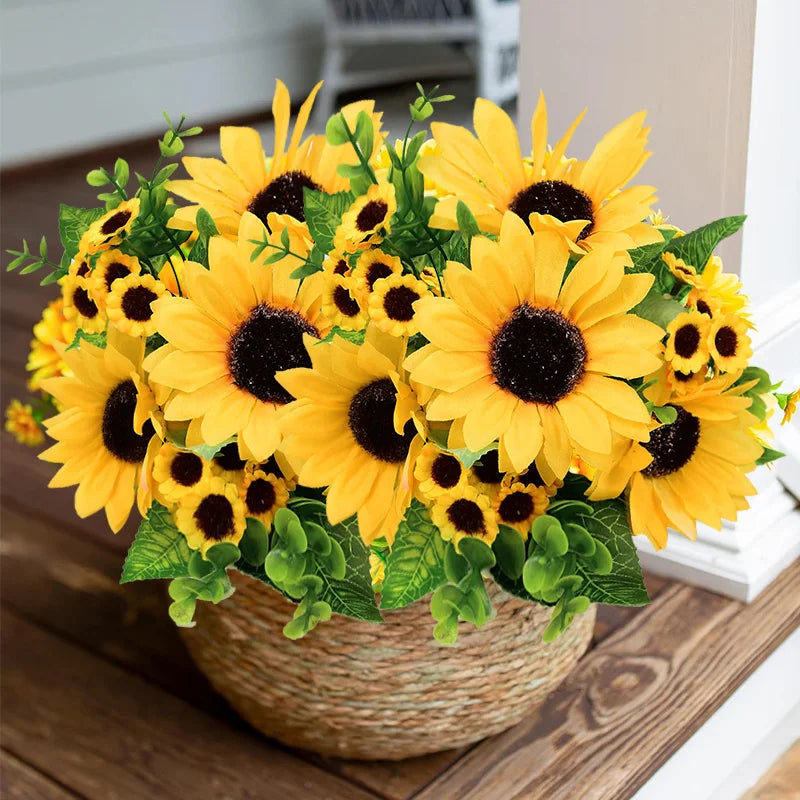 22-Head Artificial Silk Sunflower Bouquet – Wedding & Home Decor Artificial Flower Bouquet Babs