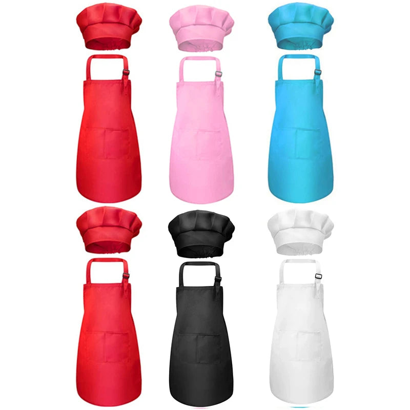 Kids Chef Apron & Hat Set – Kitchen Craft Painting PVC Apron Kids Chef Apron Set Babs 6pcs Colorful-2 L