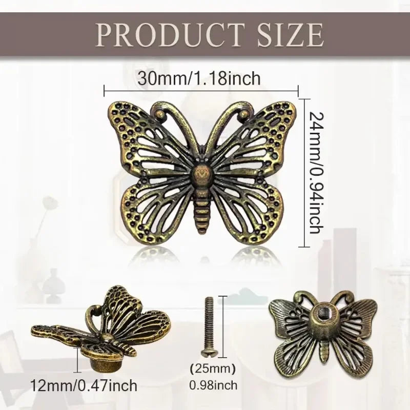 10pcs Vintage Butterfly & Bee Metal Drawer Cabinet Knobs Pulls Cabinet Knobs & Pulls Babs