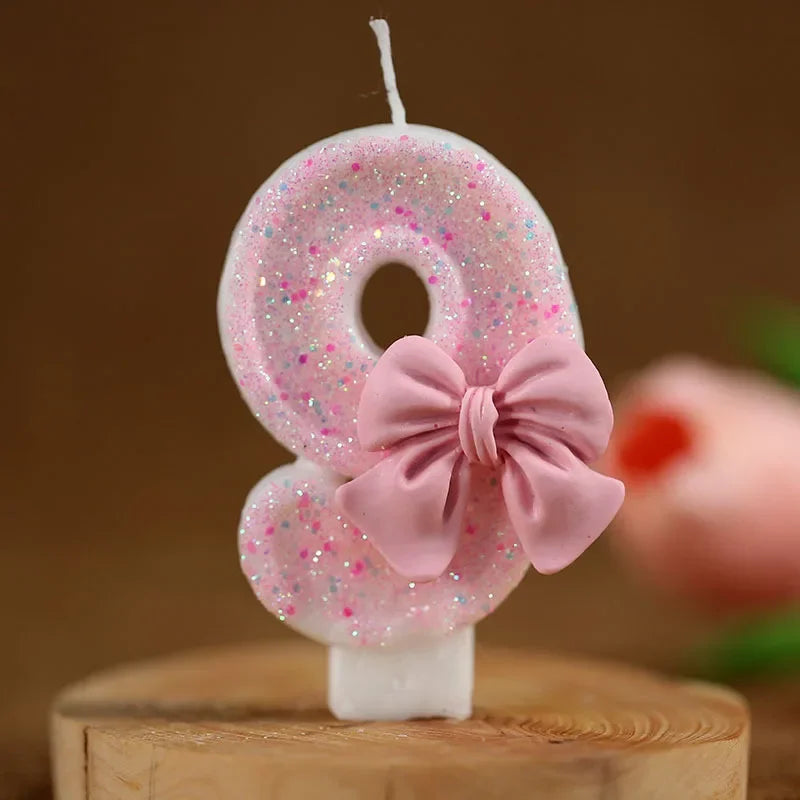 Pink Bow 3D Number Cake Candles – Birthday Party Decoration Number Cake Candles Babs 9