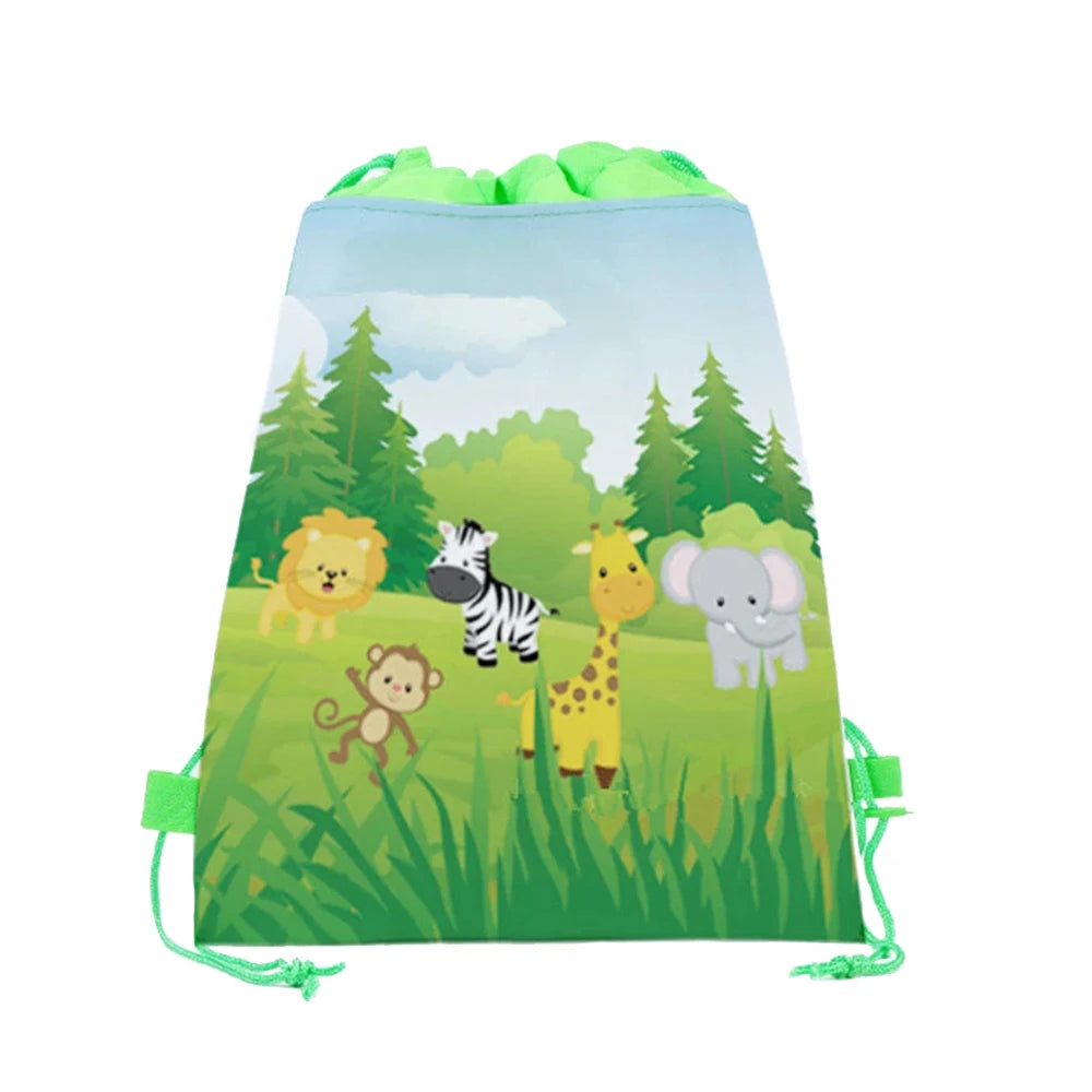 Non-Woven Drawstring Party Gift Bags for Boys & Girls Party Favor Bag Babs Jungle Animal A 27x34cm