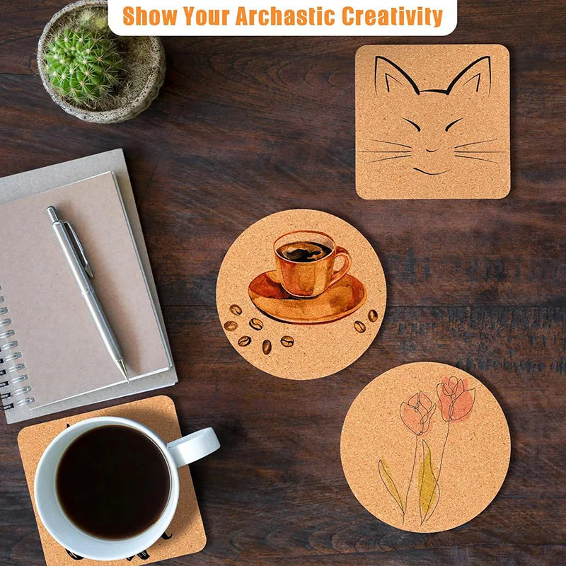 Cork Coasters for Drinks – Eco-Friendly Table Protection Cork Drink Coasters Babs