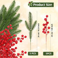 Artificial Pine Holly Berry Branch Combo – Christmas Wreath Decor Artificial Holiday Branches Babs Red 10pcs