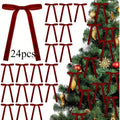 24 Velvet Christmas Bows – Rustic Tree & Gift Decoration Christmas Decor Bows Babs 24pcs 17CM