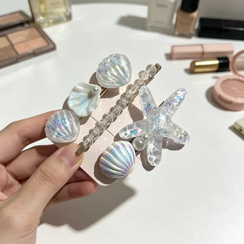 Ocean Hair Clip Set – Starfish Shell Pearl Barrettes Hair Clip Set Babs
