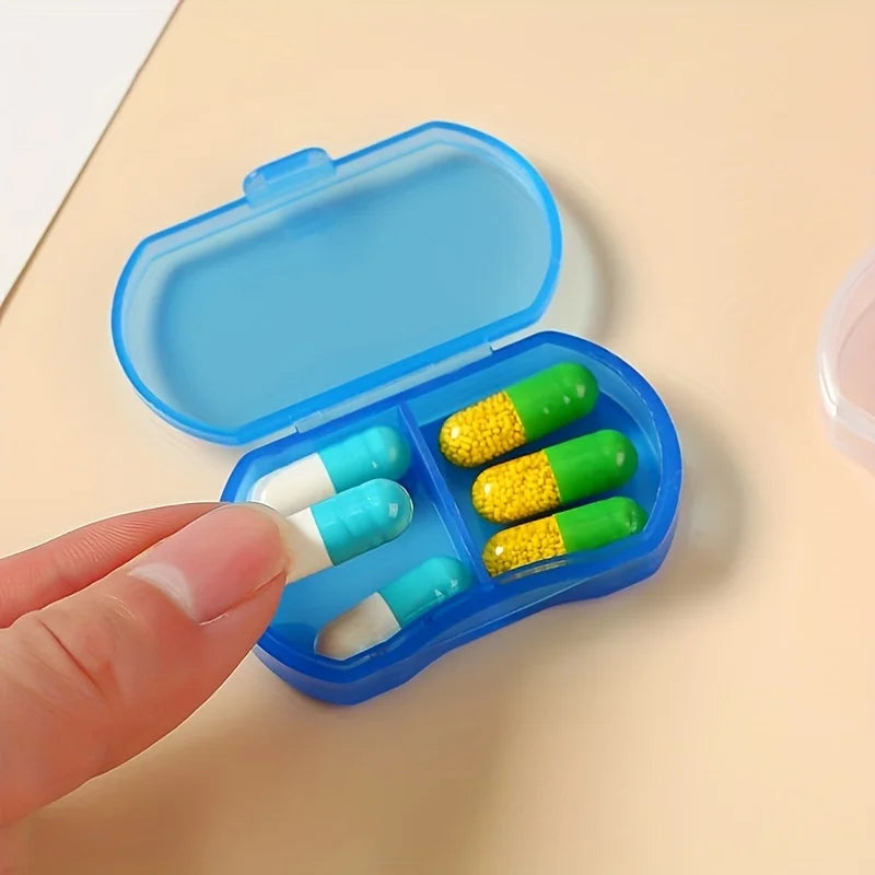 2-Grid Mini Portable Pill Box – Transparent, Waterproof Sealed Pill Organizer Box Babs