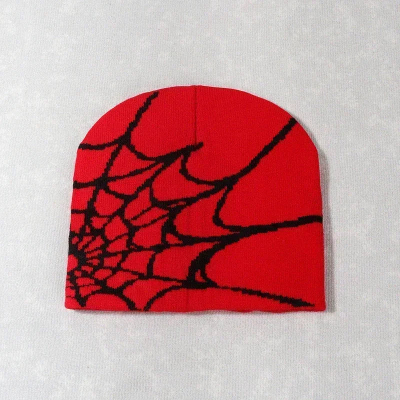 Spider Web Knit Beanie Hat – Y2K Goth Skullies Cap Men Women Knit Beanie Hat Babs