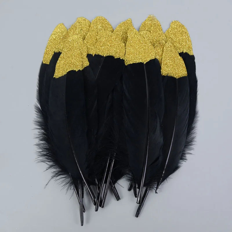 Gold Dipped Goose Feathers – Wedding & DIY Décor (10/20 Pcs) Decorative Craft Feathers Babs E 20pcs