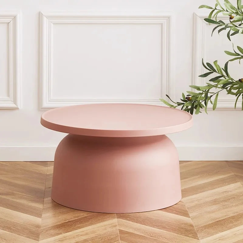 Nordic Round Coffee Table with Storage | Modern Living Room Round Coffee Table Babs Pink-Large