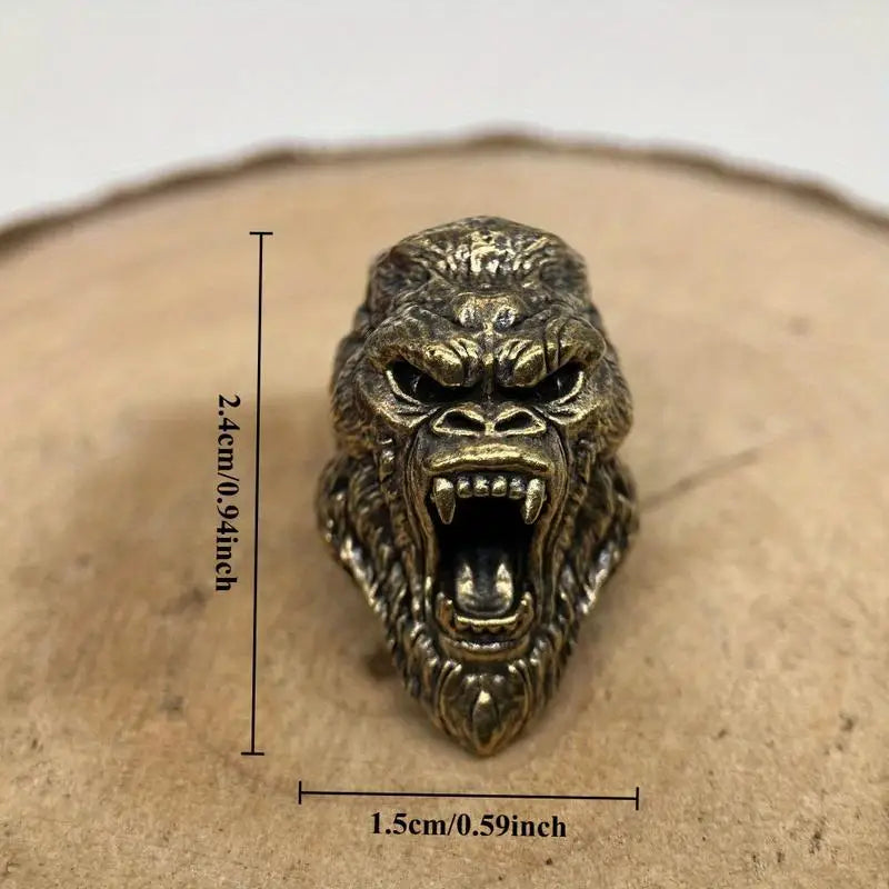 Roaring Gorilla Brass EDC Bead Lanyard Pendant Punk Charm Brass Lanyard Charm Babs