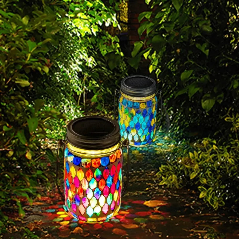 Solar Mosaic Hanging Lamp – Waterproof Glass Outdoor Light Solar Hanging Lantern Babs
