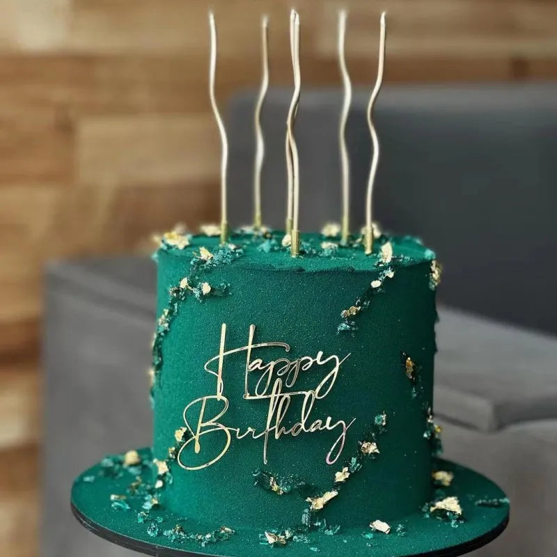 Gold Silver Acrylic Happy Birthday Cake Toppers – DIY Decor Cake Topper Babs 1