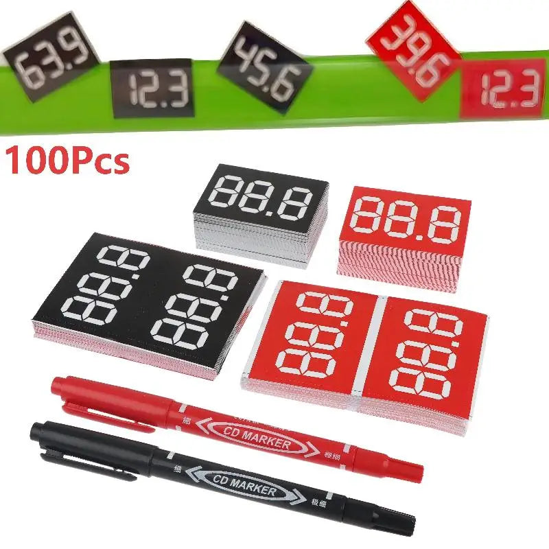 100Pcs Erasable Self-Adhesive Price Tags with Marker Pen Erasable Price Tags Babs