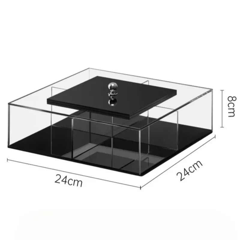 Acrylic Snack Organizer Box with Lid – 4-Compartment Storage Snack Storage Box Babs
